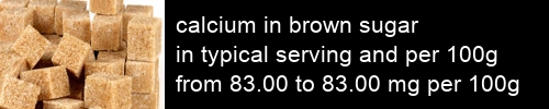 calcium in brown sugar information and values per serving and 100g